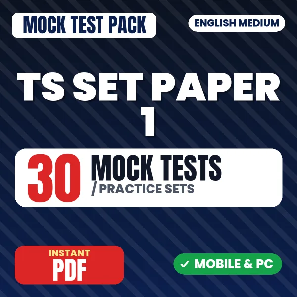 TS SET Exam Paper 1 – 30 Mock Tests / Practice Sets | English Medium PDF Download