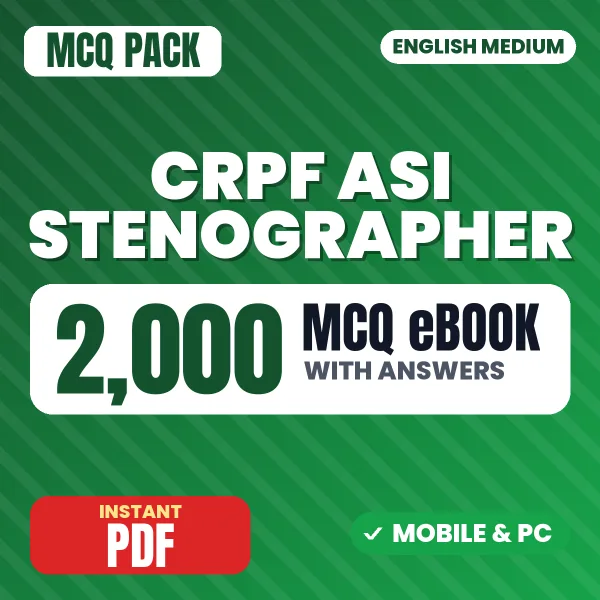 CRPF ASI Stenographer Exam – 2000 MCQ eBook with Answers | English Medium PDF Download