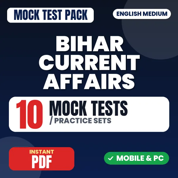 Bihar Current Affairs in Hindi - May 2026 – 10 Mock Tests / Practice Sets | English Medium PDF Download