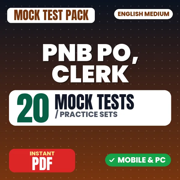 PNB PO, Clerk Prelims Exam – 20 Mock Tests / Practice Sets | English Medium PDF Download