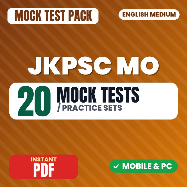 JKPSC Medical Officer Exam – 20 Mock Tests / Practice Sets | English Medium PDF Download