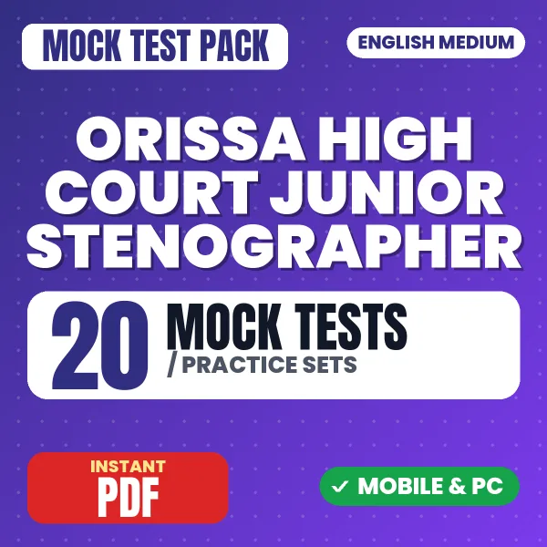 Orissa High Court Junior Stenographer Exam – 20 Mock Tests / Practice Sets | English Medium PDF Download