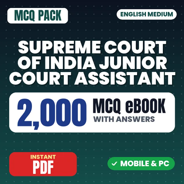 Supreme Court of India Junior Court Assistant Exam – 2000 MCQ eBook with Answers | English Medium PDF Download