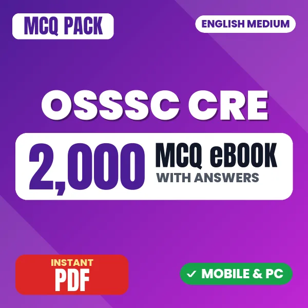 OSSSC CRE Exam – 2000 MCQ eBook with Answers | English Medium PDF Download