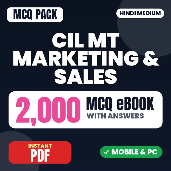 CIL Management Trainee Marketing & Sales Exam – 2000 MCQ eBook with Answers | Hindi Medium PDF Download