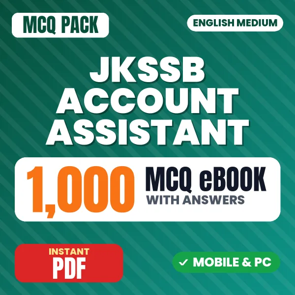JKSSB Account Assistant Exam – 1000 MCQ eBook with Answers | English Medium PDF Download