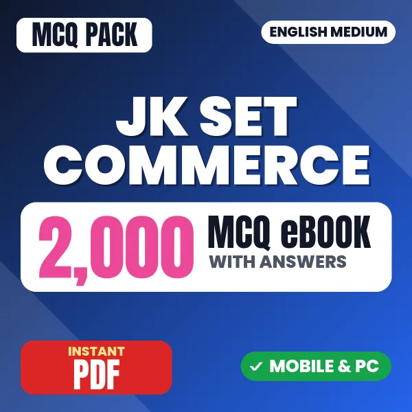JK SET Commerce (Paper 2) Exam – 2000 MCQ eBook with Answers | English Medium PDF Download
