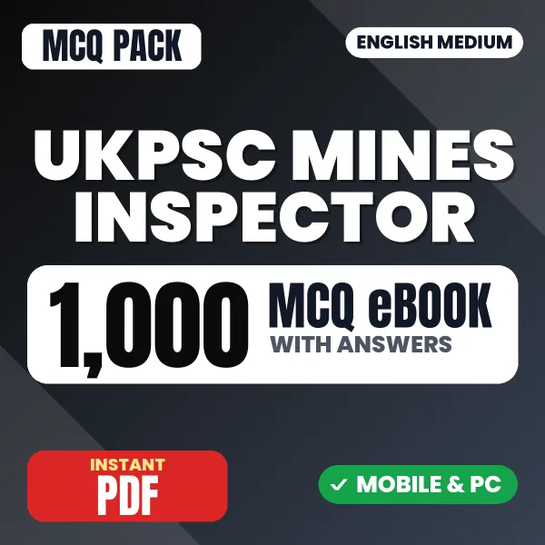 UKPSC Mines Inspector Exam – 1000 MCQ eBook with Answers | English Medium PDF Download