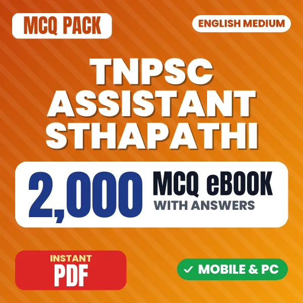 TNPSC Assistant Sthapathi Exam Paper 1 – 2000 MCQ eBook with Answers | English Medium PDF Download