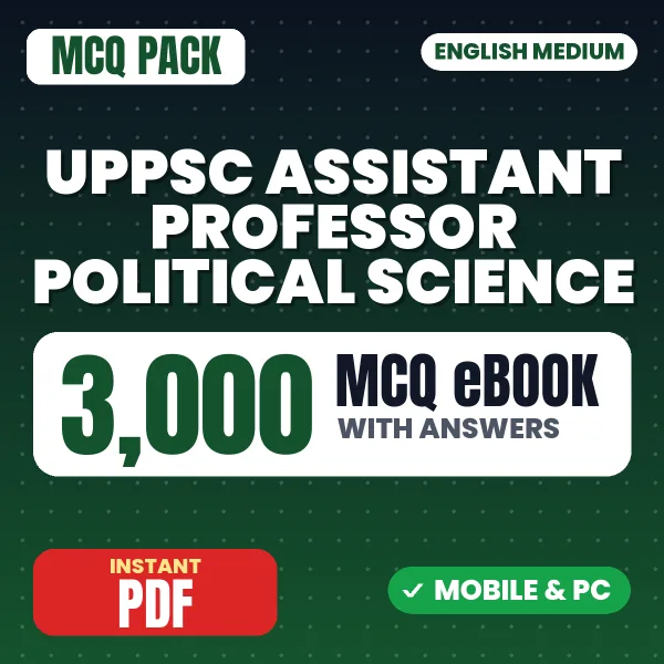 UPPSC Assistant Professor (Political Science) Prelims Exam – 3000 MCQ eBook with Answers | English Medium PDF Download