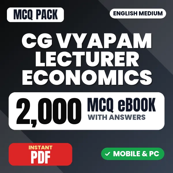 CG Vyapam Lecturer (Economics) Exam – 2000 MCQ eBook with Answers | English Medium PDF Download