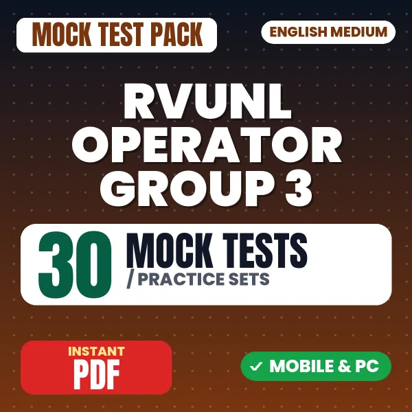 RVUNL Operator (Group 3) Prelims Exam – 30 Mock Tests / Practice Sets | English Medium PDF Download