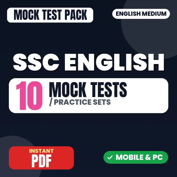 SSC English – 10 Mock Tests / Practice Sets | English Medium PDF Download