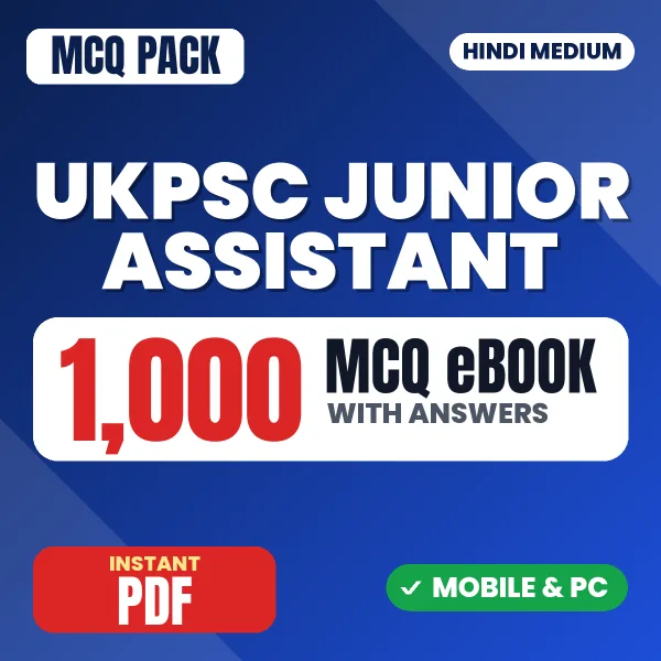 UKPSC Junior Assistant Exam – 1000 MCQ eBook with Answers | Hindi Medium PDF Download