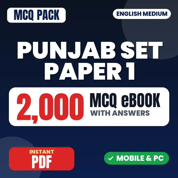 Punjab SET (Paper-I) Exam – 2000 MCQ eBook with Answers | English Medium PDF Download