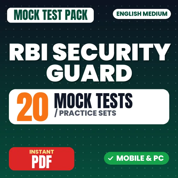 RBI Security Guard Exam – 20 Mock Tests / Practice Sets | English Medium PDF Download