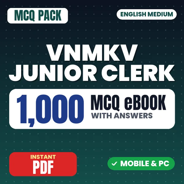 VNMKV Junior Clerk Exam – 1000 MCQ eBook with Answers | English Medium PDF Download
