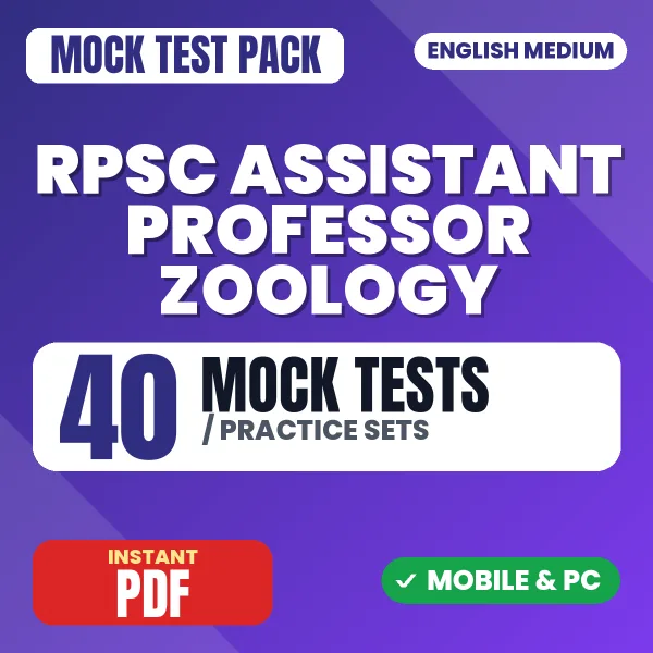 RPSC Assistant Professor (Zoology) Exam Paper 1 – 40 Mock Tests / Practice Sets | English Medium PDF Download