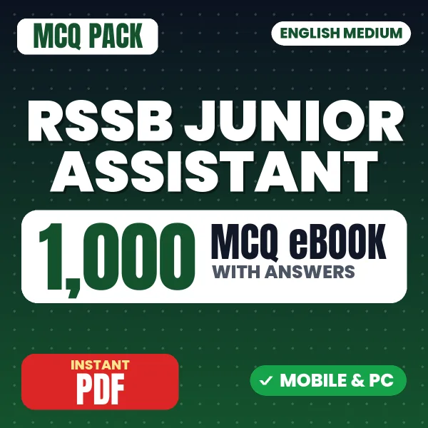RSSB Junior Assistant Phase 1 Exam Paper 1 – 1000 MCQ eBook with Answers | English Medium PDF Download