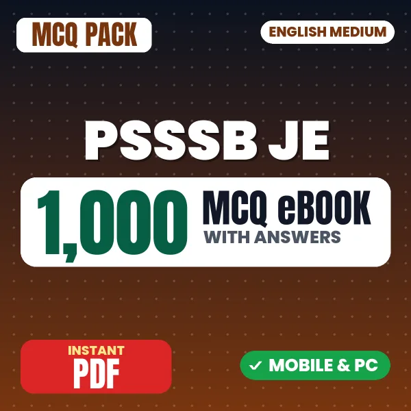 PSSSB JE (Mechanical) Exam – 1000 MCQ eBook with Answers | English Medium PDF Download