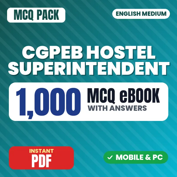 CGPSC Hostel Superintendent Exam – 1000 MCQ eBook with Answers | English Medium PDF Download