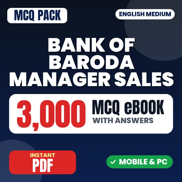 Bank of Baroda SO (Manager - Sales) Exam – 3000 MCQ eBook with Answers | English Medium PDF Download