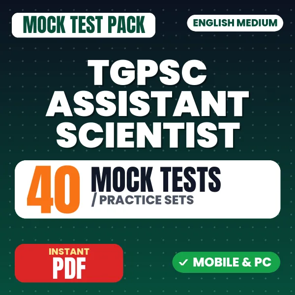 TGPSC Assistant Scientist Paper 1 Exam – 40 Mock Tests / Practice Sets | English Medium PDF Download