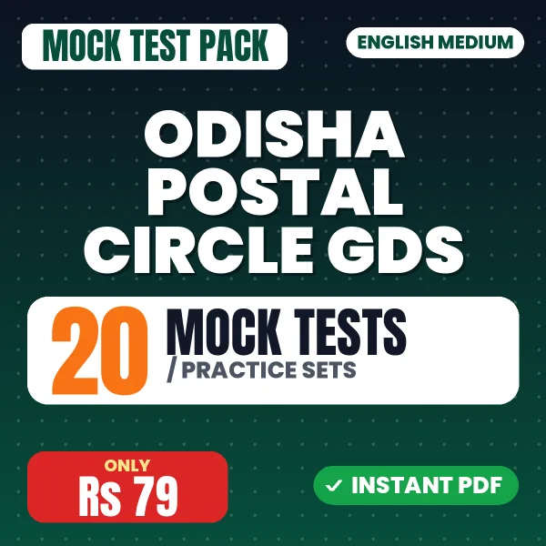 Odisha Postal Circle GDS Exam – 20 Mock Tests / Practice Sets | English Medium PDF Download
