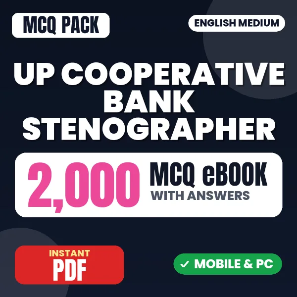 UP Cooperative Bank Stenographer Preliminary Exam – 2000 MCQ eBook with Answers | English Medium PDF Download