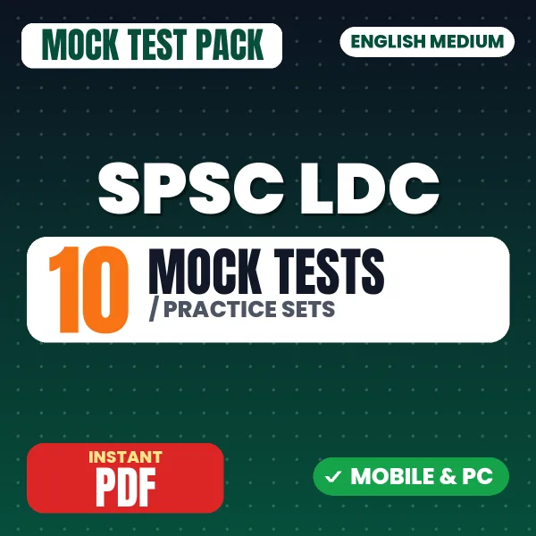 SPSC LDC Exam – 10 Mock Tests / Practice Sets | English Medium PDF Download
