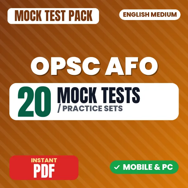 OPSC Assistant Fisheries Officer Exam Paper 1 – 20 Mock Tests / Practice Sets | English Medium PDF Download