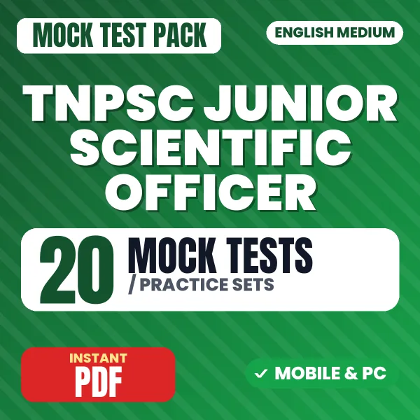 TNPSC Junior Scientific Officer (Paper-II) Exam – 20 Mock Tests / Practice Sets | English Medium PDF Download