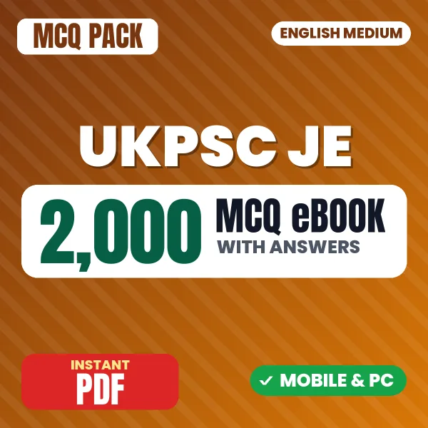 UKPSC JE Exam Paper 1 – 2000 MCQ eBook with Answers | English Medium PDF Download