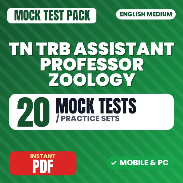 TN TRB Assistant Professor Zoology Exam Paper 1 – 20 Mock Tests / Practice Sets | English Medium PDF Download