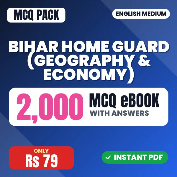 Bihar Home Guard (Geography & Economy) Exam – 2000 MCQ eBook with Answers | English Medium PDF Download