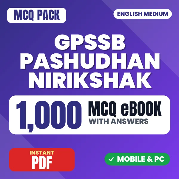 GPSSB Pashudhan Nirikshak Exam – 1000 MCQ eBook with Answers | English Medium PDF Download