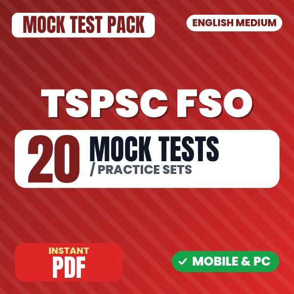 TSPSC FSO Exam Paper I – 20 Mock Tests / Practice Sets | English Medium PDF Download