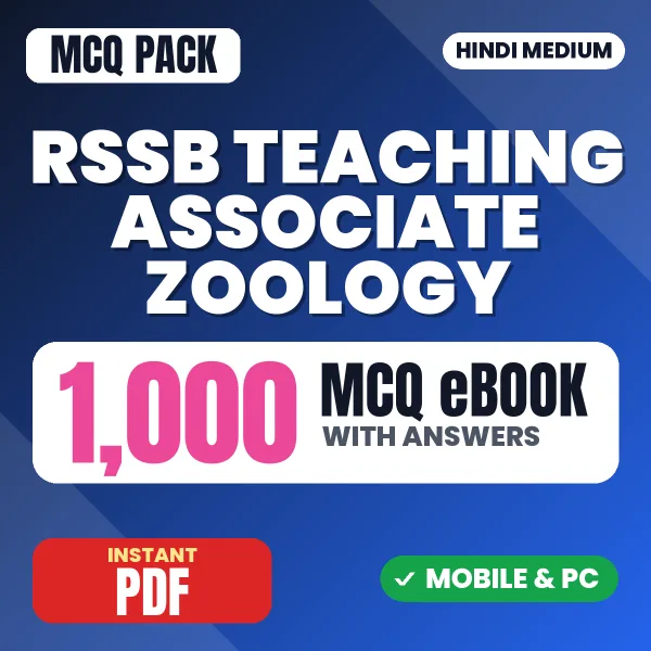 RSSB Teaching Associate (Zoology) Exam Paper 1 – 1000 MCQ eBook with Answers | Hindi Medium PDF Download
