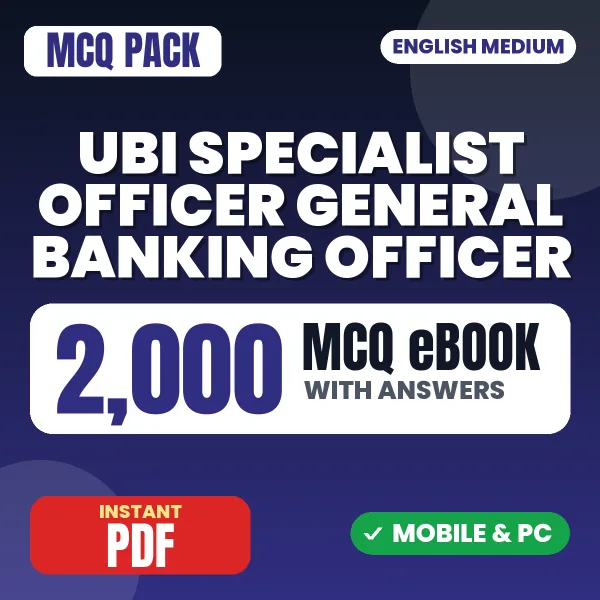 UBI Specialist Officer (General Banking Officer) Exam – 2000 MCQ eBook with Answers | English Medium PDF Download