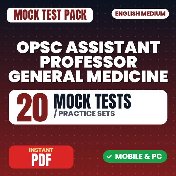 OPSC Assistant Professor (General Medicine) Exam – 20 Mock Tests / Practice Sets | English Medium PDF Download