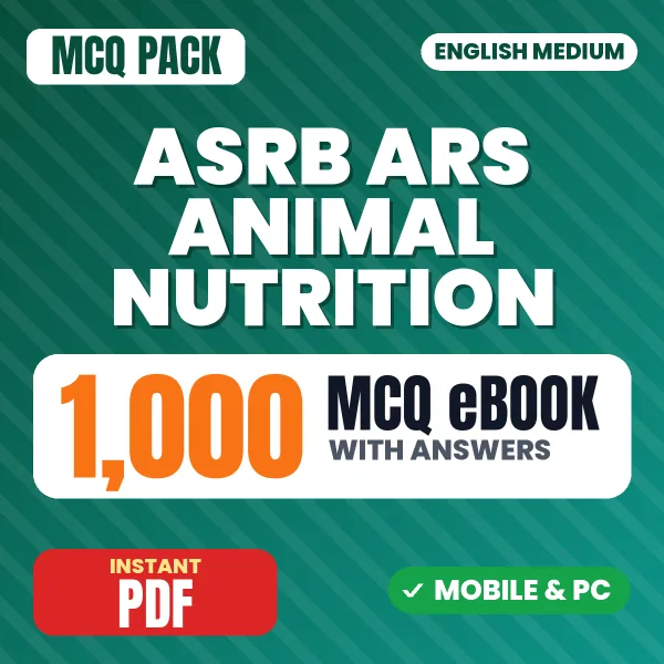 ASRB ARS (Animal Nutrition) Preliminary Exam – 1000 MCQ eBook with Answers | English Medium PDF Download