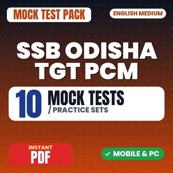 SSB Odisha TGT PCM Exam – 10 Mock Tests / Practice Sets | English Medium PDF Download