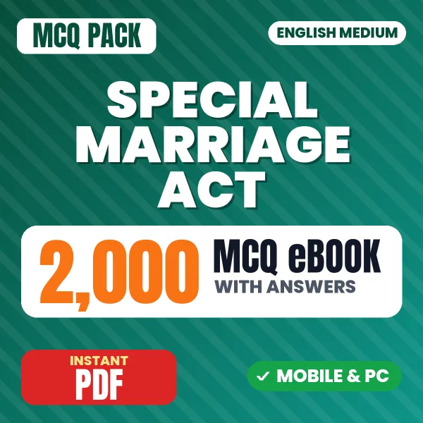 Special Marriage Act, 1954 – 2000 MCQ eBook with Answers | English Medium PDF Download