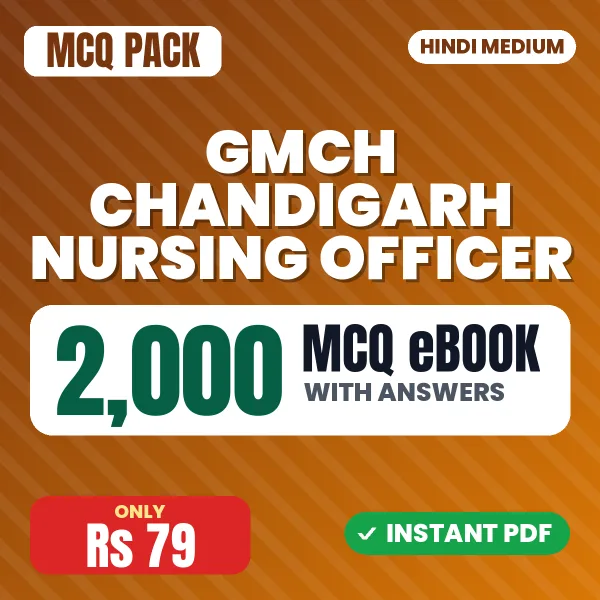 GMCH Chandigarh Nursing Officer Exam – 2000 MCQ eBook with Answers | Hindi Medium PDF Download