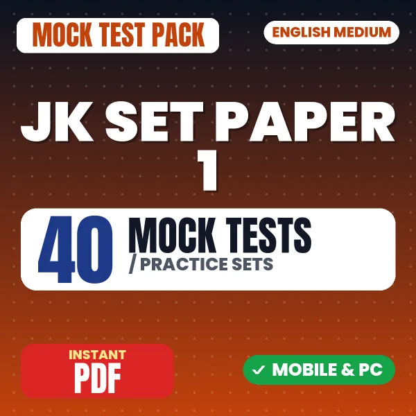 JK SET Paper-I Exam – 40 Mock Tests / Practice Sets | English Medium PDF Download