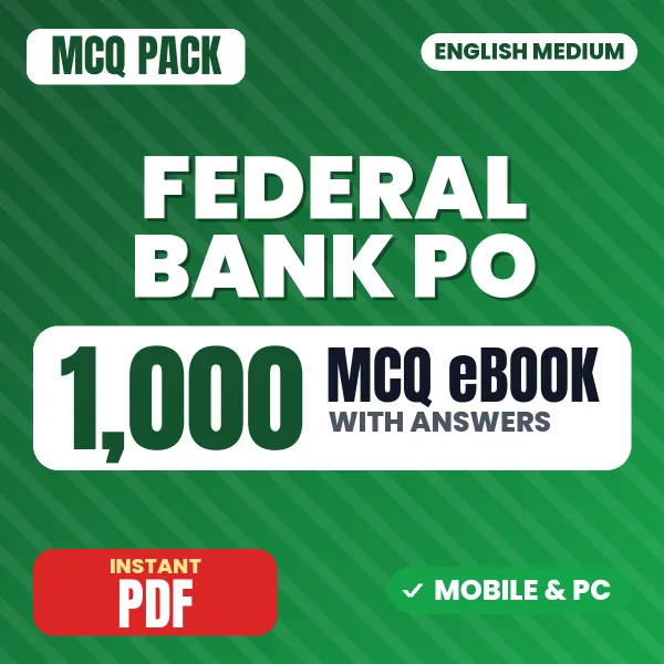 Federal Bank PO Exam – 1000 MCQ eBook with Answers | English Medium PDF Download