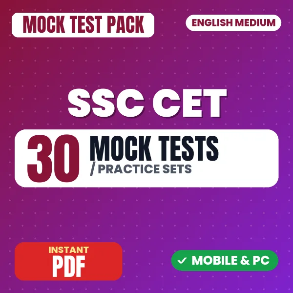 SSC CET Prelims Exam – 30 Mock Tests / Practice Sets | English Medium PDF Download