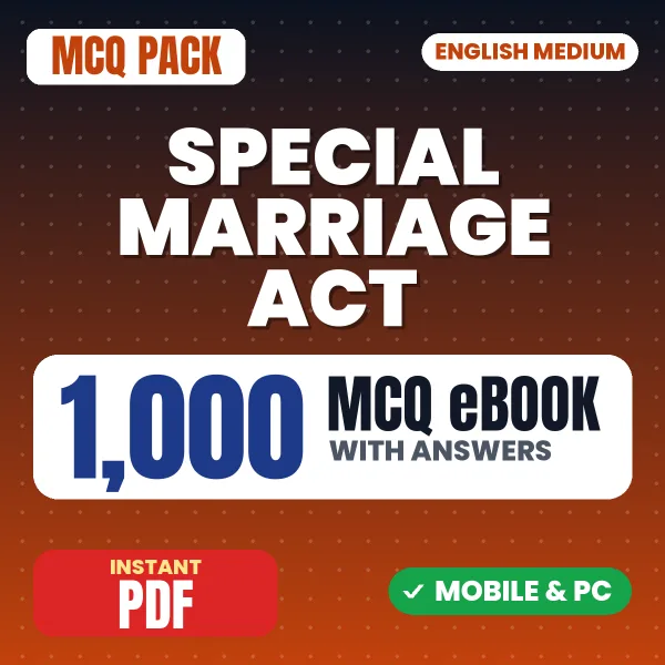 Special Marriage Act, 1954 – 1000 MCQ eBook with Answers | English Medium PDF Download