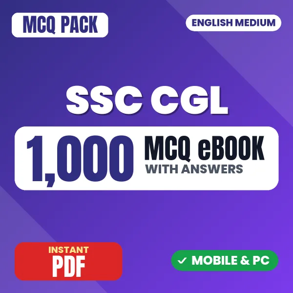 SSC CGL TIER 1 Exam – 1000 MCQ eBook with Answers | English Medium PDF Download