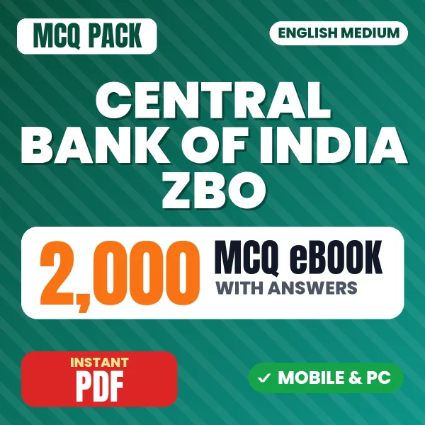Central Bank of India ZBO Exam – 2000 MCQ eBook with Answers | English Medium PDF Download